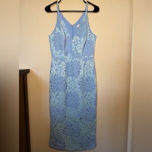 Dress the Population Light Blue Floral Lace Midi Dress